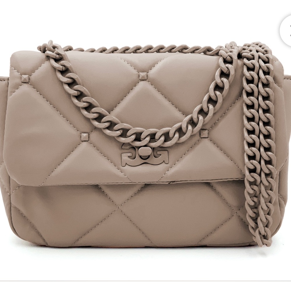 Gilda Paris Quilted Chain Shoulder HandBag - Taupe NWT